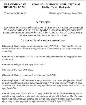Quyết định 03/2021/QĐ-UBND