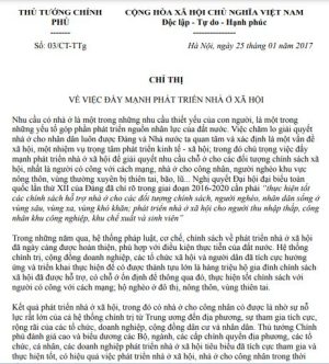 Chỉ thị 03/CT-TTg