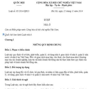 Luật nhà ở 2014
