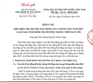 BC TT BĐS 6 tháng đầu năm 2023-Viện Kinh tế XD